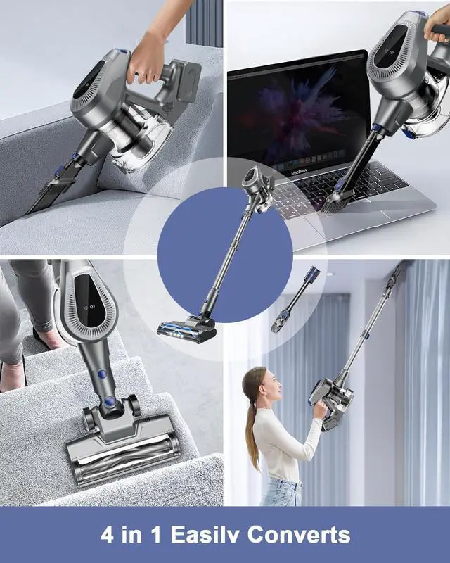 Alt view image 7 of 7 - Cordless Vacuum Cleaner with Tangle-Resistant Design, 7-in-1 Lightweight Stick Vacuum with 40Mins Runtime, Powerful Suction, Rechargeable Cordless Vacuum for Pet Hair/Carpet/Hardwood Floor
