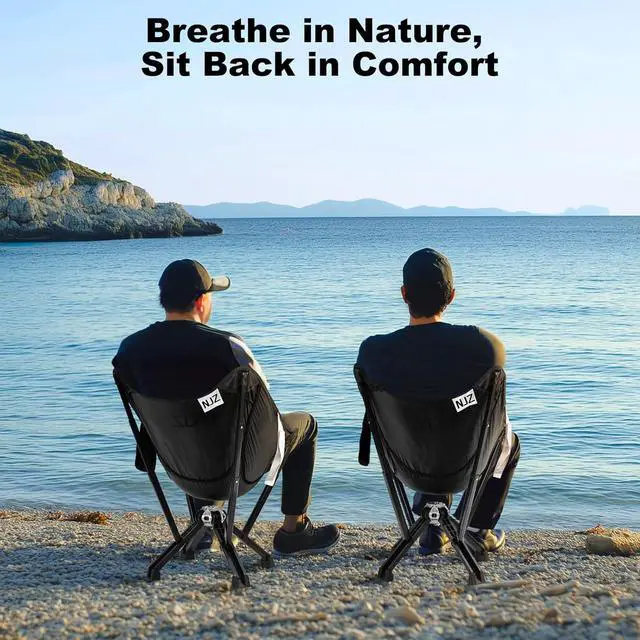 Alt view image 2 of 7 - Compact Camping Chair, Portable Comfortable Camping Chair for Adults - 600 LBS Capacity Sturdy Camping Folding Chair with Quick Setup & Carry Bag Compact Camp Chair (Black)