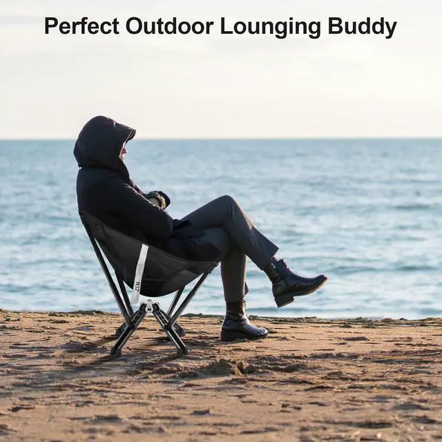 Alt view image 6 of 7 - Compact Camping Chair, Portable Comfortable Camping Chair for Adults - 600 LBS Capacity Sturdy Camping Folding Chair with Quick Setup & Carry Bag Compact Camp Chair (Black)