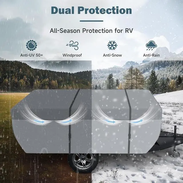 Alt view image 5 of 7 - Pop Up Folding Camper Cover Upgraded 7 Layers Top Tent Trailer Cover Waterproof Extra Thick Polypropylene Breathable Ripstop Anti-UV Pop Up Folding Trailer Cover Fits 8' - 10' Trailers