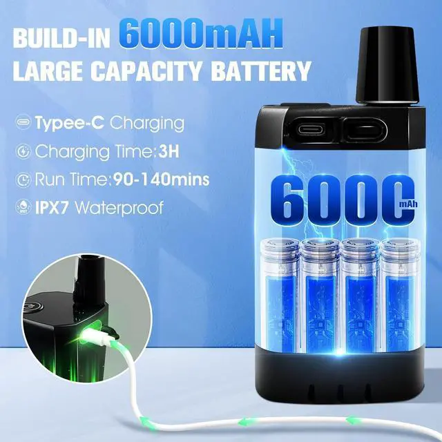 Alt view image 2 of 7 - Portable Shower with Heater, 6000mAh Battery Powered Portable Shower for Camping with 2000W Auto-Off Heater, Spray Adjustable Camping Shower with Heater, Digital Power & Temperature Display for Hiking