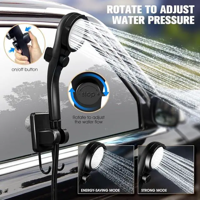 Alt view image 5 of 7 - Portable Shower with Heater, 6000mAh Battery Powered Portable Shower for Camping with 2000W Auto-Off Heater, Spray Adjustable Camping Shower with Heater, Digital Power & Temperature Display for Hiking