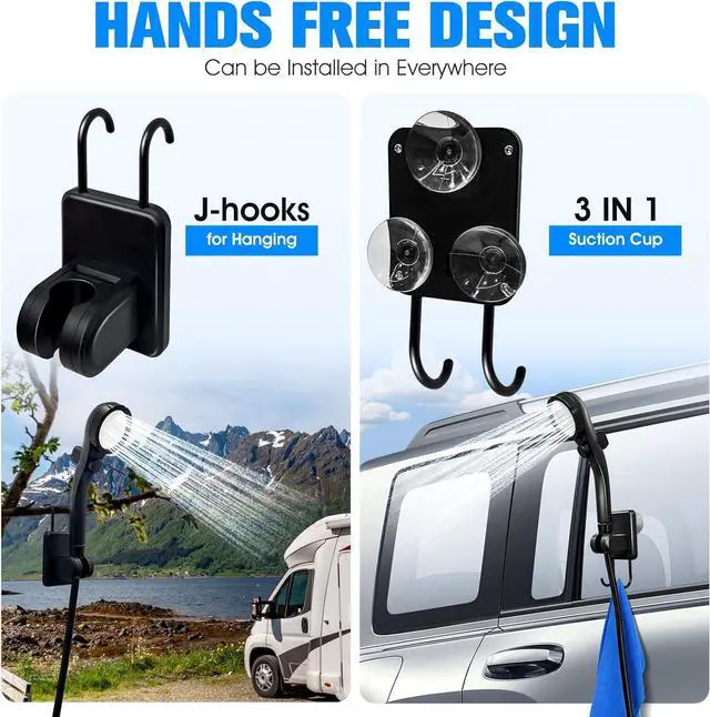 Alt view image 6 of 7 - Portable Shower with Heater, 6000mAh Battery Powered Portable Shower for Camping with 2000W Auto-Off Heater, Spray Adjustable Camping Shower with Heater, Digital Power & Temperature Display for Hiking