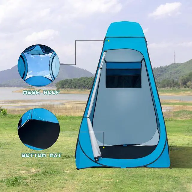 Alt view image 7 of 7 - Pop Up Shower Tent, Portable Privacy Camping Changing Tent, Camp Toilet Bathroom Pod with Rain Shelter & Windows, UPF 50+ & Waterproof, 47.2" x 47.2" x 74.8"