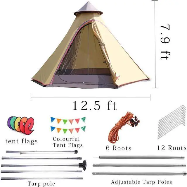 Alt view image 5 of 7 - 12'x10'x8'Dome Camping Tent 5-6 Person 4 Season Double Layers Waterproof Anti-UV Windproof Tents Family Outdoor Camping Tent | Double Layers