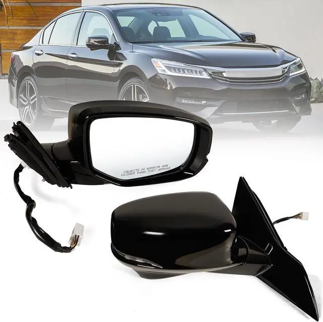 Main image of Right Passenger side Mirror Fits 2013-2017 Honda Accord with Power Glass Heated turn signals and Camera Match Black Replace 76200T2GA42ZC (12Pins)