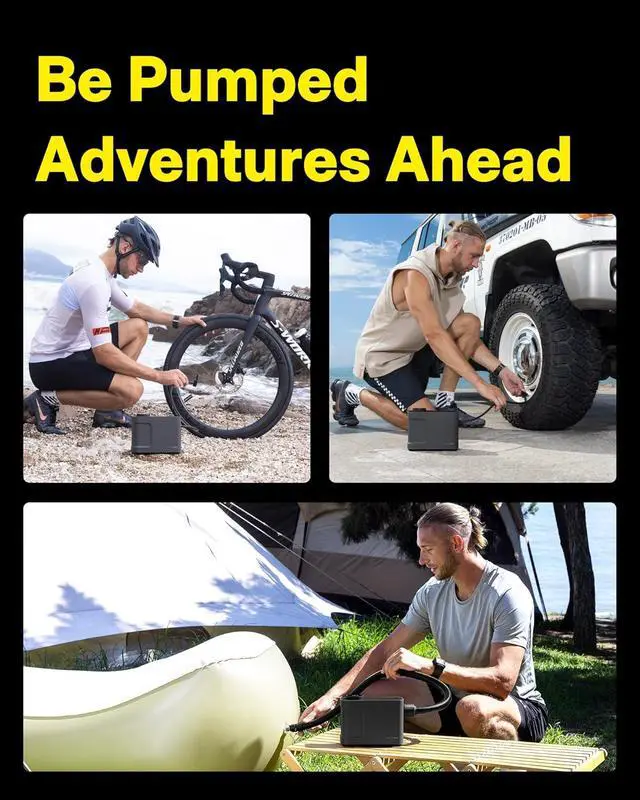 Alt view image 6 of 7 - Air Pump Master, Portable Cordless Tire Inflator, Electric Air Pump with 9 Pump Modes, 12V DC Car Connector for Car, Bikes, Inflatable Pool Float, Air Mattress, Kayak, Tent, Paddle Board, Sup