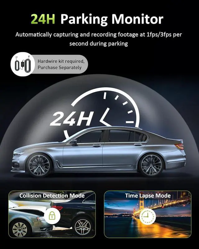 Alt view image 6 of 7 - GMAIPOP 4K 3 Channel Dash Cam Front Rear Inside STARVIS Sensor,5GHz WiFi,64GB Card Included,2160P+1080P+1080P Car Dash Camera, 3.16" IPS Screen, IR Night Vision,HDR,24/7 Parking ModeBlack