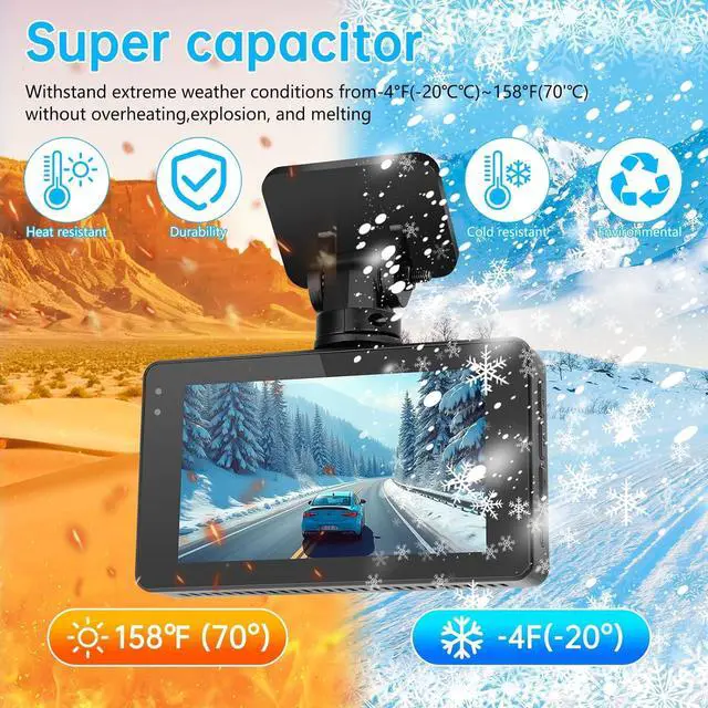 Alt view image 7 of 7 - Dash Cam Front and Rear - 4K+2K Ultra HD Dual Dash Camera with 3 IPS Screen, App Control, 64GB Card Included, Night Vision, Parking Mode, GPS, G-Sensor, 160° Wide Angle