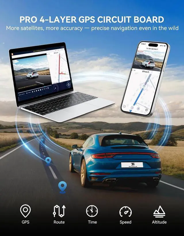 Alt view image 6 of 7 - TECXLERON Dash Cam Front and Rear, 4K Dual Cam, Camera for Cars with Starlight Night Vision, 160° & 150° Rear Wide Angle, GPS, WDR, G-Sensor, 24H Parking Mode, 64GB Card Included