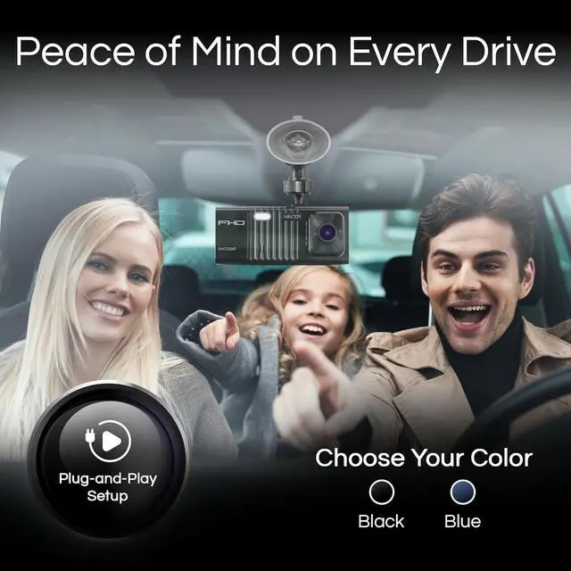 Alt view image 5 of 5 - Minolta Dash Camera  3-Channel 1080P Car DVR with Rear & Interior Cam, Night Vision, 3.0 LCD Screen, G-Sensor, Loop Recording, Parking Monitor, Motion Detection, 32GB Card (Blue)