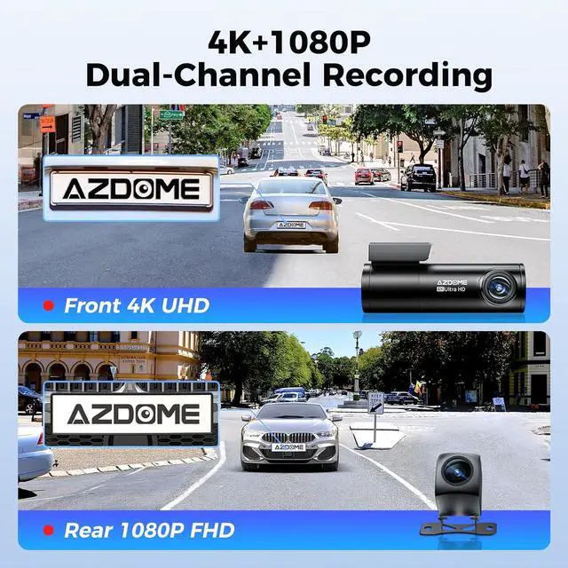 Alt view image 2 of 7 - M300S 4K Ultra HD Dual Dash Cam Front and Rear, Free 64GB Card, Built-in WiFi GPS Voice Control Car Camera, Night Vision, ADAS, 24 Hours Parking Monitor, Loop Recording (Matte Black)