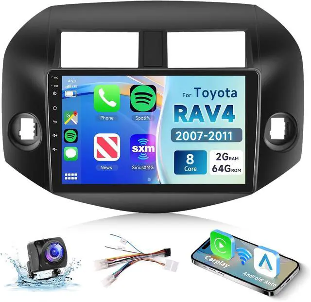 Main image of 8 CORE 2G+64G Car Radio for Toyota RAV4 2007-2011 with Wireless CarPlay/Android Auto, Podofo 10.1 Inch 1280 * 720P IPS Touch Screen Stereo Android 13 GPS WiFi Bluetooth DSP SWC + HD Backup Camera