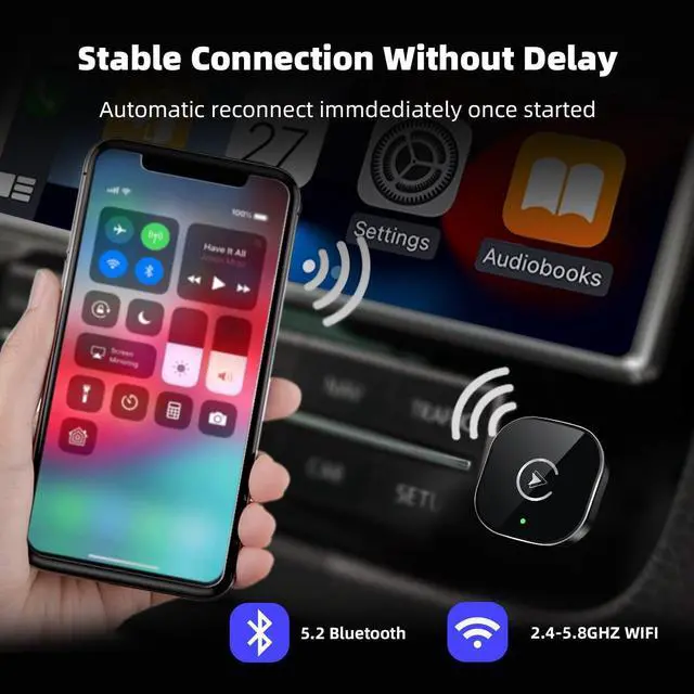 Main image of 2026 UpgardedWireless CarPlay Adapter for iPhone, Mini USB Design for Cars with Wired CarPlay, Fast Connection,5.8GHz WiFi,No Delay, Compatible with iOS 10+ & iPhone 6+, USB/Type C,Plug and Play