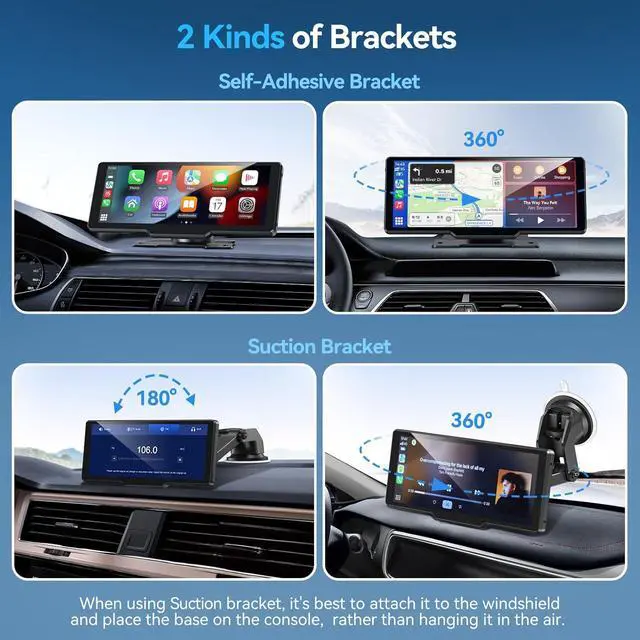 Alt view image 7 of 7 - Portable Carplay Screen for Car, 10.26" Wireless Carplay Car Stereo & Android Auto, OTA Updates, Car Play Touchscreen with 1080P Backup Camera,GPS Navigation,Voice Control,5.0 Bluetooth (10.26inch)