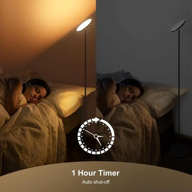 Alt view image 6 of 7 - FULSUNT RGB Torchiere Floor Lamps for Living Room, 32W/3200LM Bright LED Standing Lamp with Remote, Modern Color Changing Tall Lamp with Stepless Dimming, 69" Corner Floor Lamp for Bedroom, Office