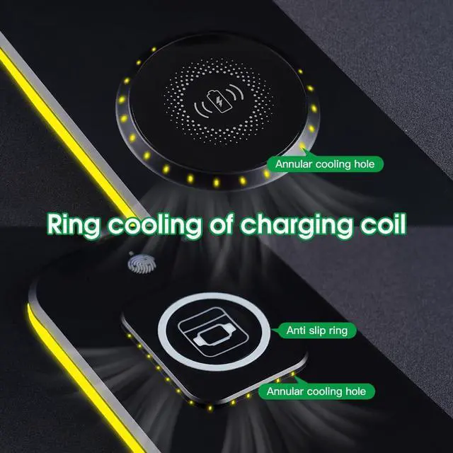 Alt view image 6 of 7 - M15WR Wireless Charging RGB Gaming Desk Mat/Mouse pad, 3 in 1 Wireless Charging, 15 RGB Light Modes (Sound Pickup Mode, Power Failure Memory Function), 31.49" x 11.81" Non-Slip Rubber Base