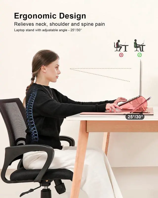 Alt view image 3 of 7 - 4-in-1 Laptop Stand for Desk Built-in Wireless Charging Pad, 15W, Qi-Certified, PU Leather Wireless Charging Mouse Pad, Laptop Holder on Top of Desks for Office