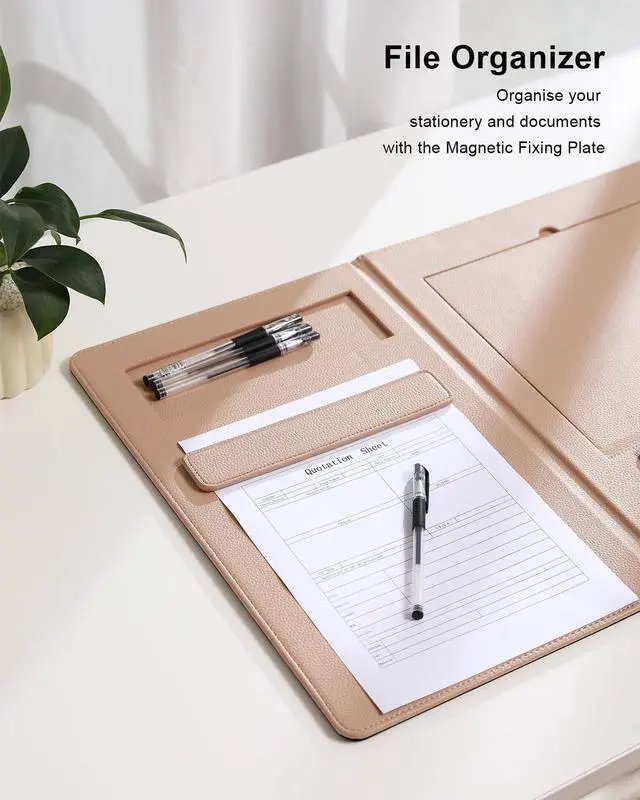 Alt view image 6 of 7 - 4-in-1 Laptop Stand for Desk Built-in Wireless Charging Pad, 15W, Qi-Certified, PU Leather Wireless Charging Mouse Pad, Laptop Holder on Top of Desks for Office