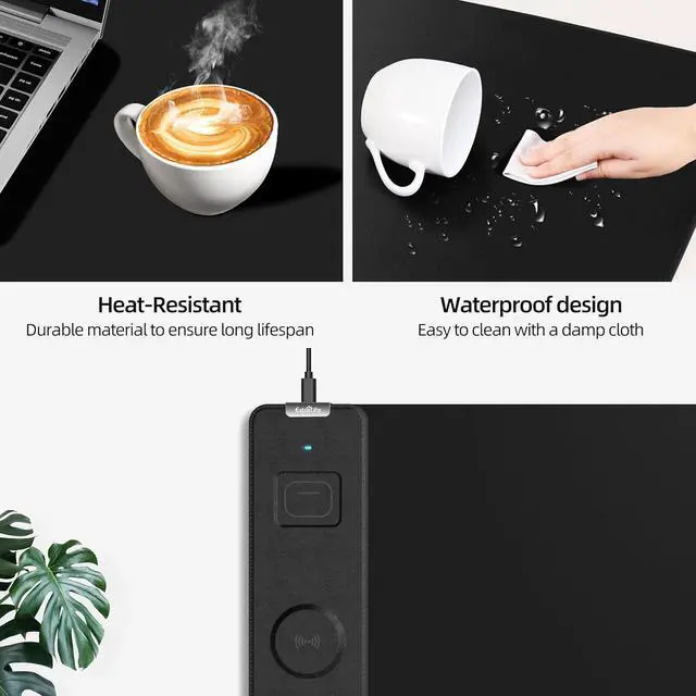 Alt view image 6 of 7 - Mouse Pad with Wireless Charging, Gaming Mouse Pad with Ultra-Smooth Surface, Large XXL Desk Mat, Non-Slip Mouse Mat, Waterproof Computer Keyboard Pad for Gaming, Desk, Office, PC, 800x300x4MM, Black