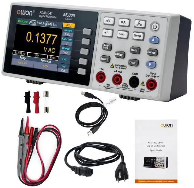 Main image of Desktop Digital Multimeter with 3.5-inch LCD Display, Measures AC/DC Current, Voltage, and Temperature with True RMS Capability,Designed for Laboratories, Instruments, and Factories XDM1041