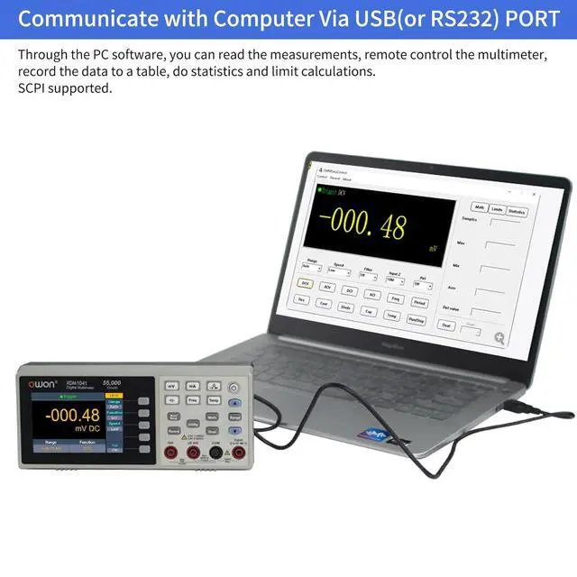 Alt view image 4 of 6 - Desktop Digital Multimeter with 3.5-inch LCD Display, Measures AC/DC Current, Voltage, and Temperature with True RMS Capability,Designed for Laboratories, Instruments, and Factories XDM1041