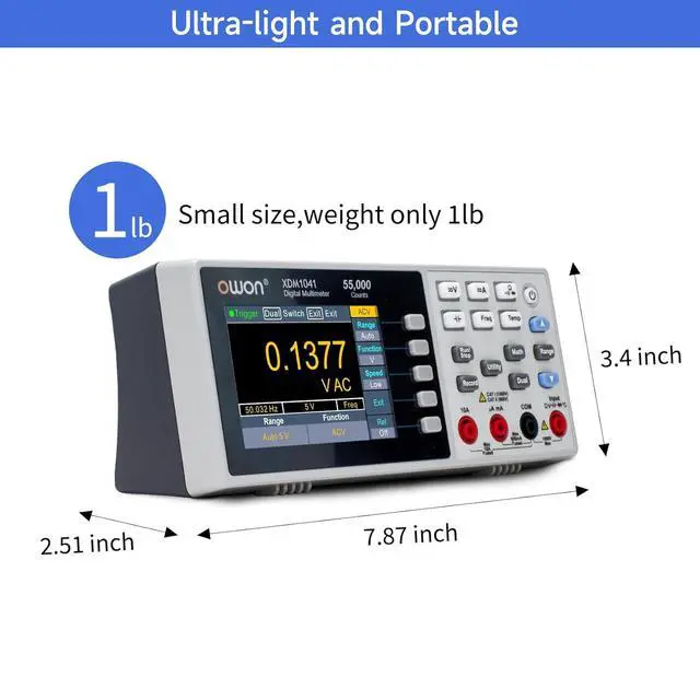 Alt view image 5 of 6 - Desktop Digital Multimeter with 3.5-inch LCD Display, Measures AC/DC Current, Voltage, and Temperature with True RMS Capability,Designed for Laboratories, Instruments, and Factories XDM1041