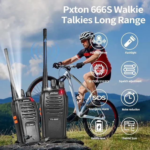 Alt view image 3 of 7 - 666S 10 Pack walkie talkies for Adults Long Range Rechargeable with Headphones and Li-ion Battery,Two Way Radio has VOX/Noise Reduction/TOT/Flashlight/Monitoring/Scan Function10 Pack
