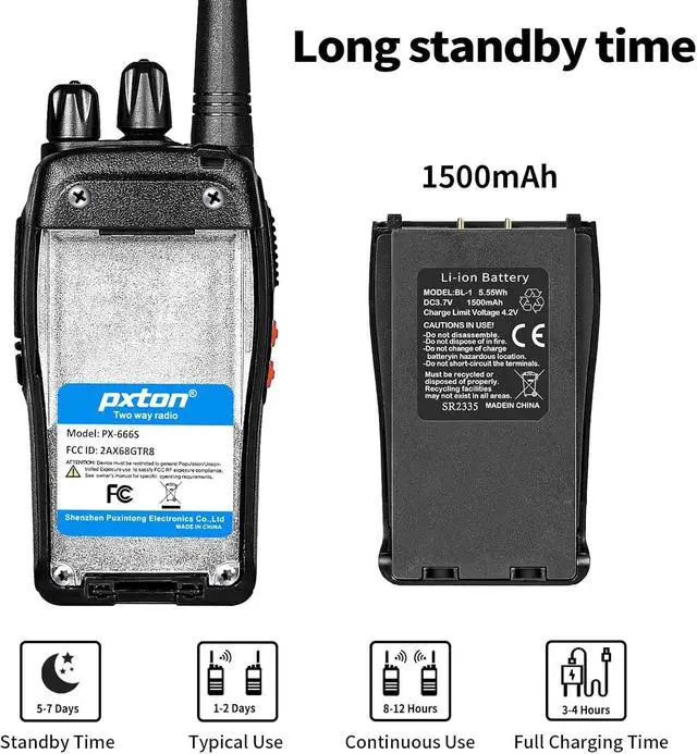 Alt view image 4 of 7 - 666S 10 Pack walkie talkies for Adults Long Range Rechargeable with Headphones and Li-ion Battery,Two Way Radio has VOX/Noise Reduction/TOT/Flashlight/Monitoring/Scan Function10 Pack