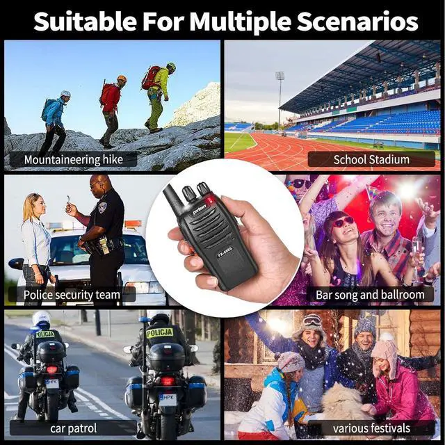 Alt view image 6 of 7 - 666S 10 Pack walkie talkies for Adults Long Range Rechargeable with Headphones and Li-ion Battery,Two Way Radio has VOX/Noise Reduction/TOT/Flashlight/Monitoring/Scan Function10 Pack
