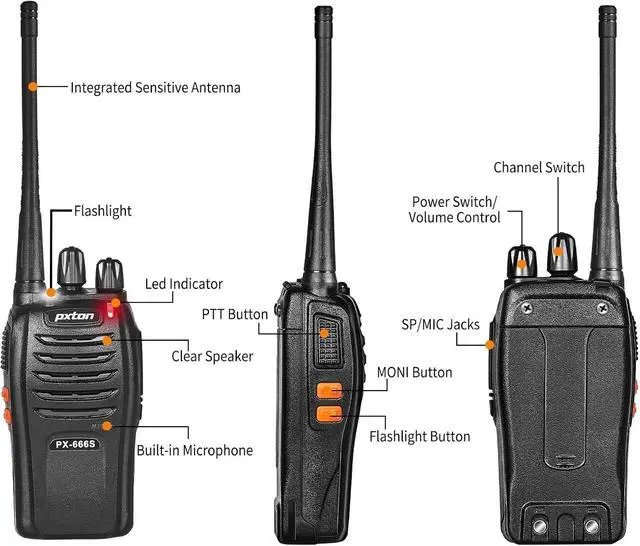 Alt view image 7 of 7 - 666S 10 Pack walkie talkies for Adults Long Range Rechargeable with Headphones and Li-ion Battery,Two Way Radio has VOX/Noise Reduction/TOT/Flashlight/Monitoring/Scan Function10 Pack