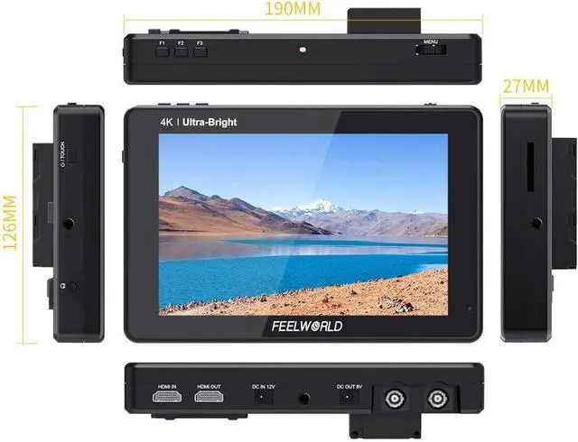Alt view image 2 of 7 - LUT7S PRO 7 Inch 2200nit 3D LUT Touch Screen DSLR Camera Field Monitor with F970 External Kit Install for Power The Wireless Transmission Waveform Vectorscope 4K HDMI SDI Input DC Output