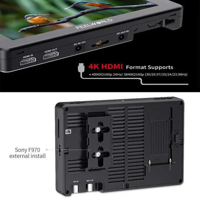 Alt view image 4 of 7 - LUT7S PRO 7 Inch 2200nit 3D LUT Touch Screen DSLR Camera Field Monitor with F970 External Kit Install for Power The Wireless Transmission Waveform Vectorscope 4K HDMI SDI Input DC Output