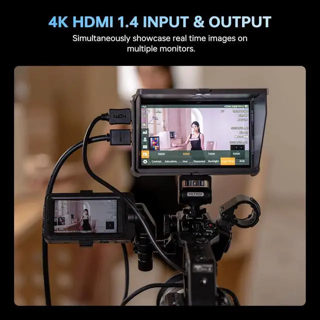 Alt view image 4 of 7 - DC-L1 7-Inch Touchscreen Camera Field Monitor 1280×800Supports HDMI 1.4Custom 3D LUT Import, Vectorscope & Waveform Scopes, Detachable Sunshade, NP-F Battery & Accessories