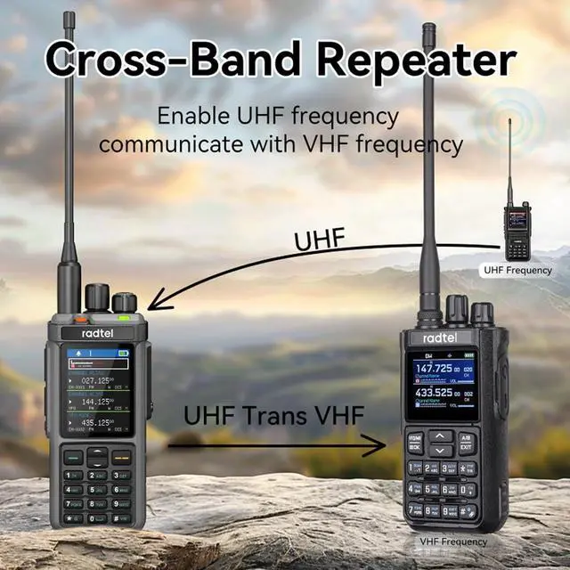 Alt view image 2 of 7 - RT-880 Walkie Talkie 10W Port Ham Radio 1024 Channels HF CB SSB Rx with Cross-Band Repeater, 2.4 Inch Color Display, 2400mAh Recharge Battery,