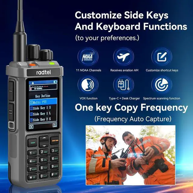 Alt view image 4 of 7 - RT-880 Walkie Talkie 10W Port Ham Radio 1024 Channels HF CB SSB Rx with Cross-Band Repeater, 2.4 Inch Color Display, 2400mAh Recharge Battery,