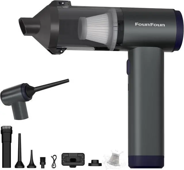 Main image of FOUNFOUN Handheld Vacuum Cordless, Portable Car Vacuum, High Power Cleaner for Pet Hair/Car/Home, Suction & Blow 2 in 1, 17-30 Min Run Time, Small Lightweight Gadget, Type-C Rechargeable