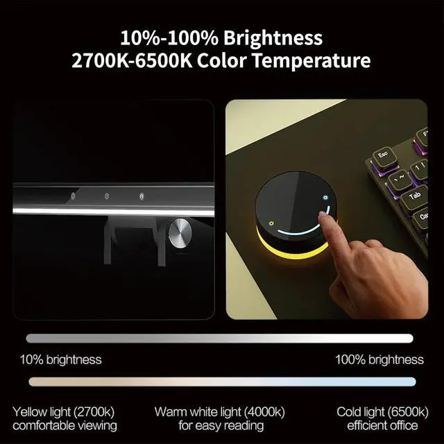 Alt view image 7 of 7 - Monitor Light Bar with RemoteRGB Desk Lamp Sun Lamp Full Spectrum Screen Lamp, Glare-Free, Low Blue Light, Sound Sync RGB, USB-C Powered for GamingWork