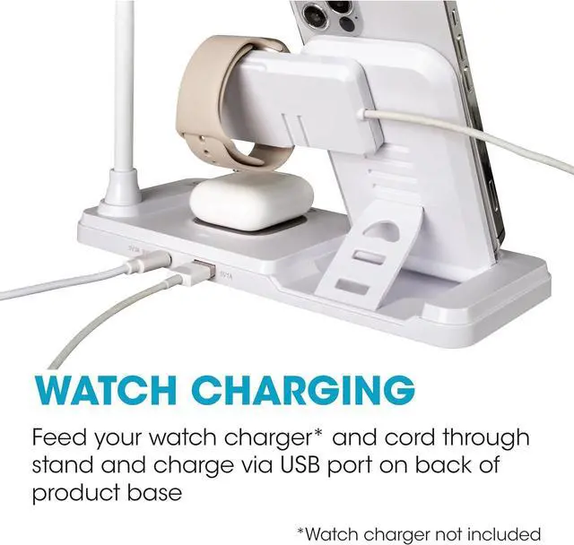 Alt view image 6 of 7 - OttLite LED Desk Lamp with Charging Station, Multi-Device Desk Lamp with Wireless Charger, Book Light, Table Lamp Reading Light, Work Light, Desk Lights for Home Office or Bedside