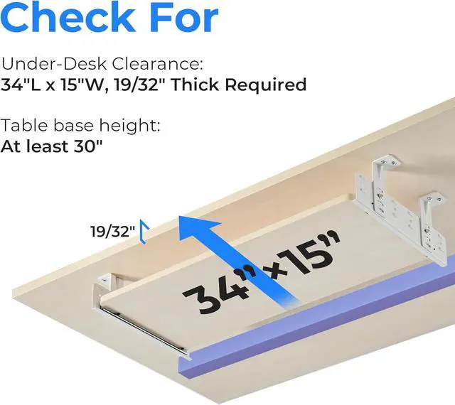 Alt view image 3 of 7 - Adjustable Keyboard Tray Under Desk, 28x11 Inch Large Slide Out Keyboard & Mouse Platform Tray, Wooden Pull Out Computer Keyboard Drawer for Typing Home Office Desk, Maple