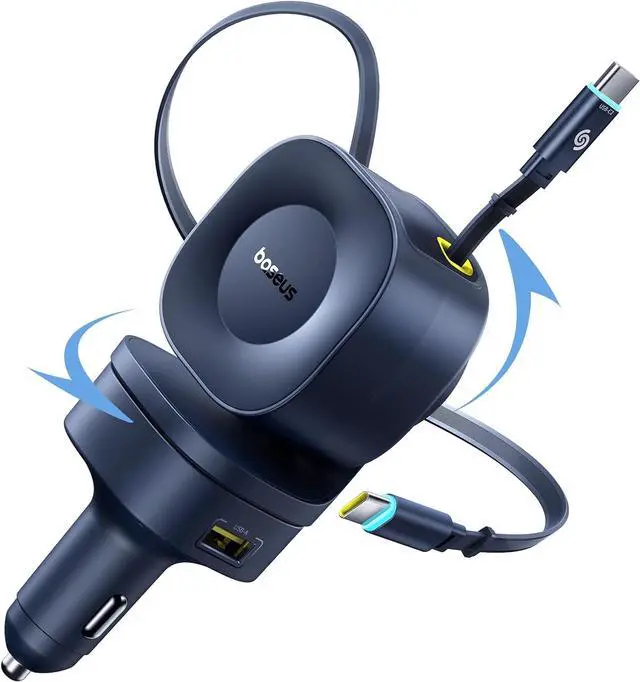 Main image of 240W Retractable Car Charger USB C Fast Charging, VR2 Max 4 in 1 Fast Car Charger with Dual Retractable USB C Cable for iPhone 17 16 15 Pro Max, Samsung Galaxy S25 Ultra, Android, iPad, MacBook