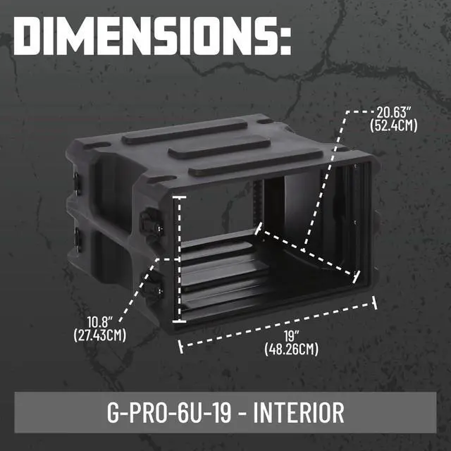 Alt view image 6 of 7 - Cases Pro Series 6U Rack Case with Standard 19" Depth, Roto Molded Made in USA (G-PRO-6U-19)