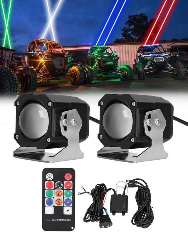 Main image of Whipless LED Whip Lights, 2 PCS Upgraded Spot Beam Pod Lights, 4300 FT Range RGBW Chasing Whipless Whip Light Kit, Compatible with UTV ATV Polaris RZR Can-Am Maverick X3 Cfmoto Kawasaki SXS Jeep Truck