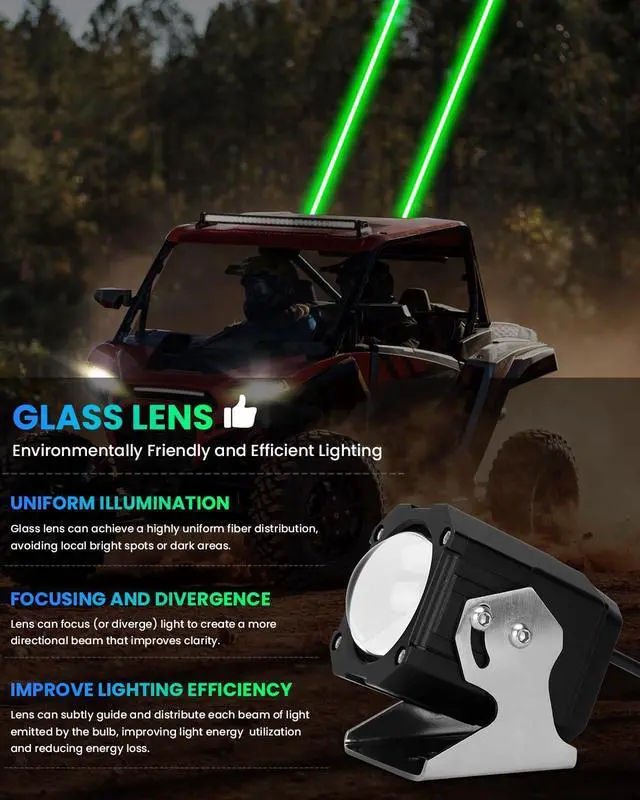 Alt view image 7 of 7 - Whipless LED Whip Lights, 2 PCS Upgraded Spot Beam Pod Lights, 4300 FT Range RGBW Chasing Whipless Whip Light Kit, Compatible with UTV ATV Polaris RZR Can-Am Maverick X3 Cfmoto Kawasaki SXS Jeep Truck