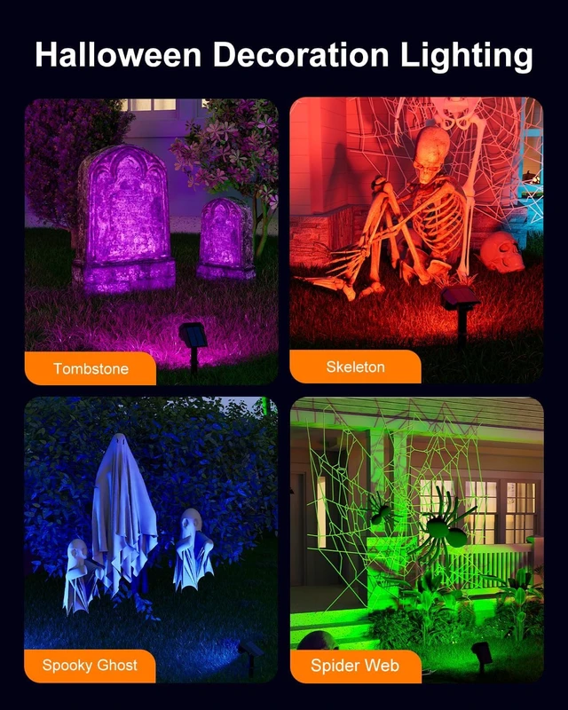 Alt view image 6 of 7 - 6 Pack Color Changing Solar Powered Outdoor Spot Lights Waterproof 24 LEDs