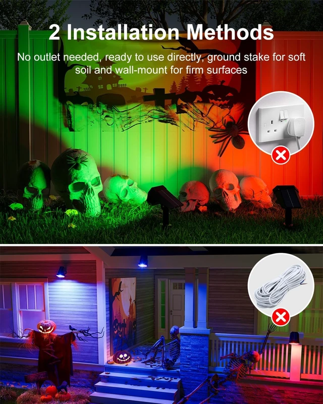 Alt view image 5 of 7 - 6 Pack Color Changing Solar Powered Outdoor Spot Lights Waterproof 24 LEDs