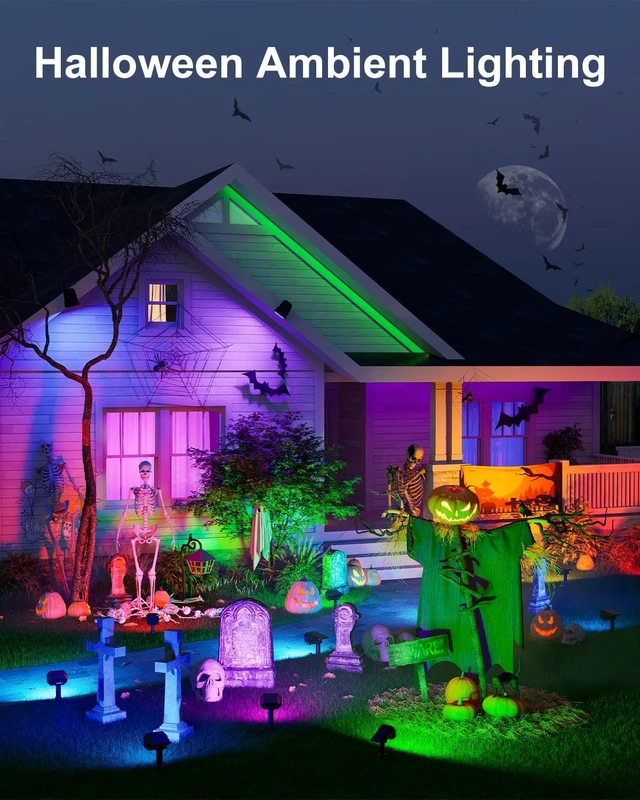 Alt view image 2 of 7 - 6 Pack Color Changing Solar Powered Outdoor Spot Lights Waterproof 24 LEDs