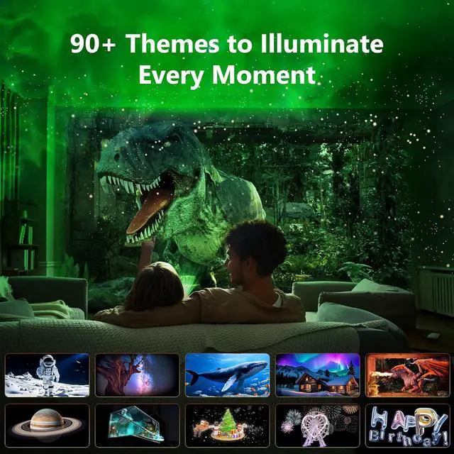 Alt view image 2 of 7 - Galaxy Projector Pro, 4K Glasses-Free 3D Holographic Projector with 90+ Dynamic Themes, Star Light with Stereo Bluetooth Speaker, Remote Nebula Night Light for Room Halloween Christmas Decor
