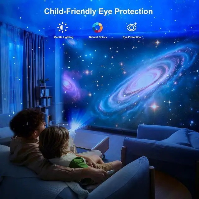 Alt view image 5 of 7 - Galaxy Projector Pro, 4K Glasses-Free 3D Holographic Projector with 90+ Dynamic Themes, Star Light with Stereo Bluetooth Speaker, Remote Nebula Night Light for Room Halloween Christmas Decor