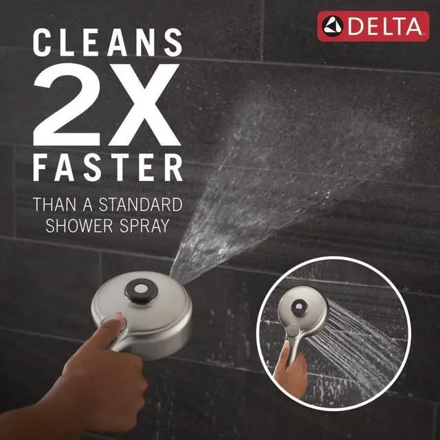 Alt view image 4 of 7 - Delta 6-Setting PivotPro 3-in-1 Combination Shower Head with ProClean Spray, Brushed Nickel Round Shower Head Rainfall with Handheld Spray, 1.75 GPM, SpotShield Brushed Nickel 75649SN